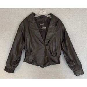 Vintage Wilsons Leather Womens Biker Bomber Jacket Size Medium Black Thinsulate